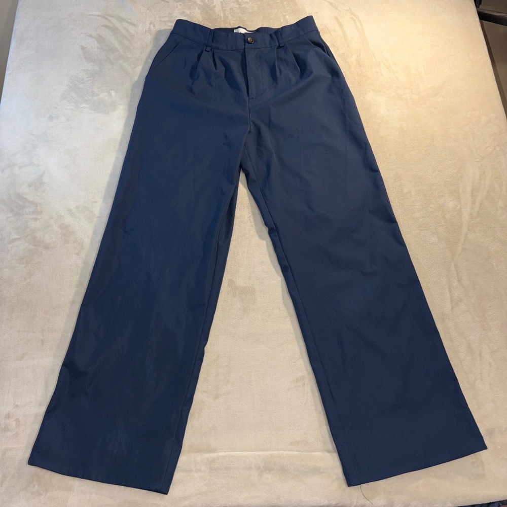 A. Putnam Navy Blue Wide Leg Golf Trousers Pleated High Rise Pants Womens Medium